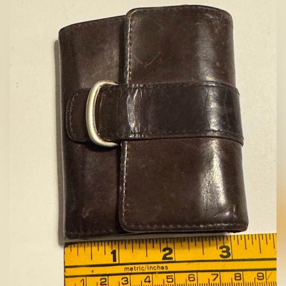 Nice Vintage Brown Leather Trifold Women’s Flap Over Snap Wallet Coin Purse - Picture 6 of 6